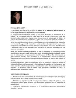 INTRODUCCI&Oacute;N A LA QU&Iacute;MICA FUNDAMENTACI&Oacute;N La - Inicio