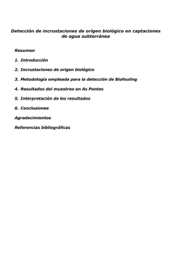 Detecci&oacute;n de incrustaciones de origen biol&oacute;gico en captaciones de