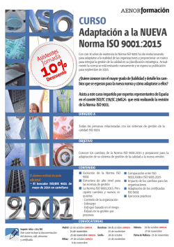 Adaptación a la NUEVA Norma ISO 9001:2015 - Aenor