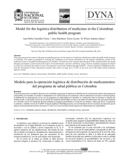Model for the logistics distribution of medicines in - DYNA - Medell&iacute;n