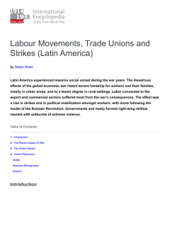 Labour Movements, Trade Unions and Strikes (Latin America