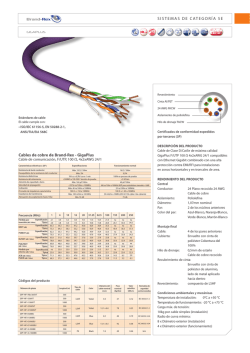 Cables de cobre de Brand-Rex - GigaPlus SiStemaS de CateGoría 5e