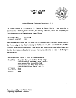 COURT ORDER 2014-1075 - Dallas County, TX Elections