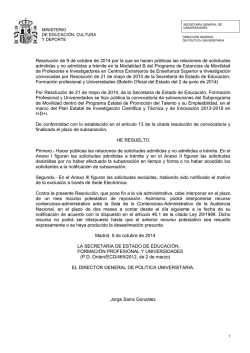 Resoluci&oacute;n por la que se hacen p&uacute;blicas las relaciones de