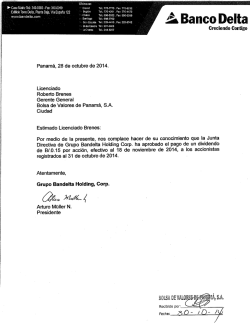   - :---Sar=hago Tel.:998—7762 - Bolsa de Valores de Panamá