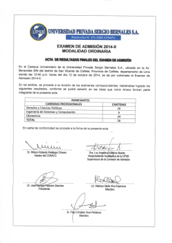 SU UNIVERSIDAD PRIVADA SERGIO BERNALES SA - UPSB