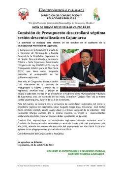 NOTA DE PRENSA Nº 080-2009-GR - Gobierno Regional de