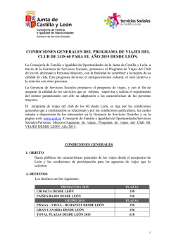 Condiciones generales Viajes Club 60 desde León, 2015 - Junta de