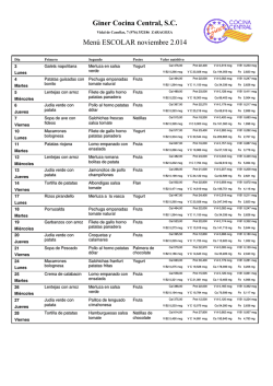 Menu Las Torres Noviembre 2014 - Guarder&iacute;a Montecanal (Zaragoza)