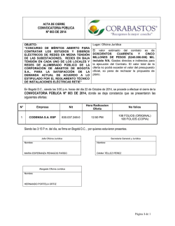 CONVOCATORIA PÚBLICA Nº 003 DE 2014 - Corabastos