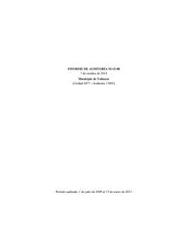 INFORME DE AUDITOR&Iacute;A M-15-08 7 de octubre de 2014 Municipio