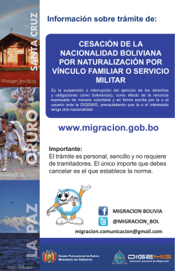 www.migracion.gob.bo - Dirección General de Migración