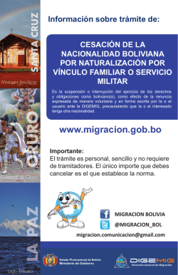 www.migracion.gob.bo - Direcci&oacute;n General de Migraci&oacute;n