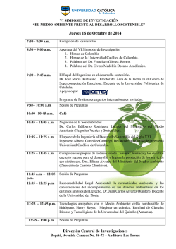agenda vi simposio de investigación - Universidad Catolica de