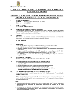 convocatoria cas nº 025-2014-mpp - Municipalidad Provincial de Puno