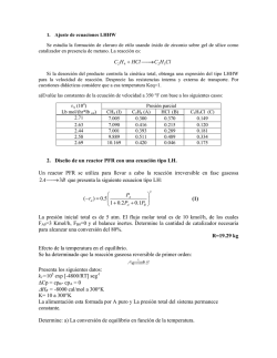 C H HCl C H Cl + --&rarr; 2. Dise&ntilde;o de un reactor PFR con una - DePa
