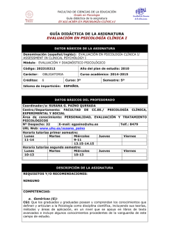 Evaluación en Psicología Clínica 1 - Universidad de Huelva