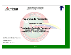 Programa de Formación “Productor Agrícola Pecuario” - Inces