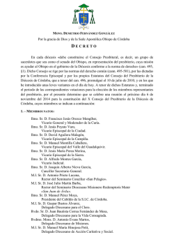 Decreto X Consejo del Presbiterio - Diócesis de Córdoba