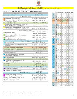 Planificación de Actividades – Año 2015 – Aprobado CD 115 (29-09