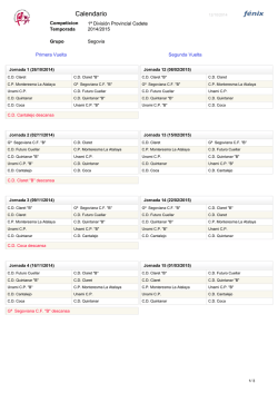 Calendario 1ª División Provincial Cadete Fútbol 14-15