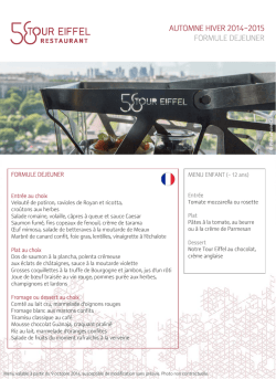 automne hiver 2014-2015 formule dejeuner - Les restaurants de la