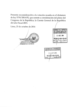 de ley 3719/ 2014—PE, que somete a consideración del pleno del