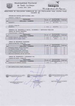 resultados de evaluación curricular c.a.s n° 011-2014-mpyo