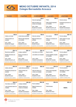 MEN&Uacute; OCTUBRE INFANTIL 2014 Colegio Bernadette Aravaca