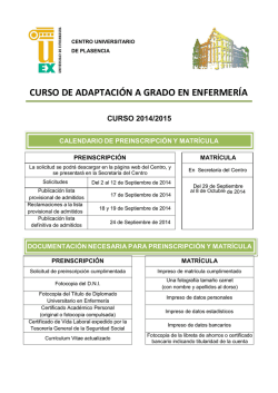 Calendario-Documentacion Curso Adaptacion Enfermeria 2014-15