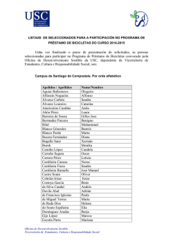 Listaxe seleccionados 2014/2015 - Universidade de Santiago de