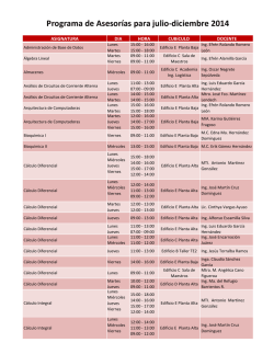 Programa de Asesor&iacute;as para julio-diciembre 2014 - ITESA