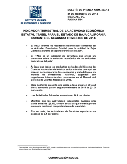 Comunicado de Prensa. Anuncia el INEGI la publicación del