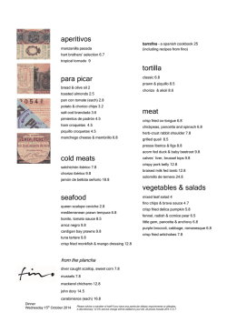 A La Carte Menu - Fino