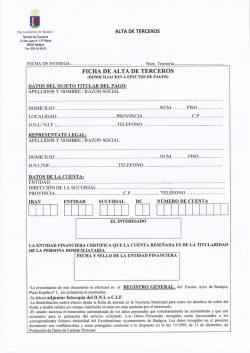 Ficha ALTA DE TERCEROS - Ayuntamiento de Badajoz