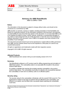 Cyber Security Advisory - ABB Download Center