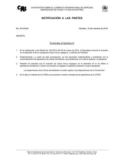 10 Octubre 2014: Enmiendas al Apéndice III - Cites