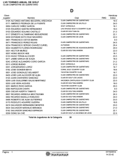 LVII TORNEO ANUAL DE GOLF - Tee Time