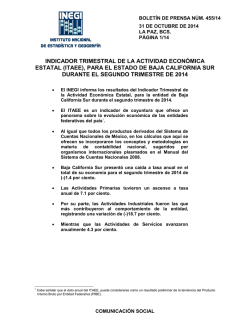 Comunicado de Prensa. Anuncia el INEGI la publicación del