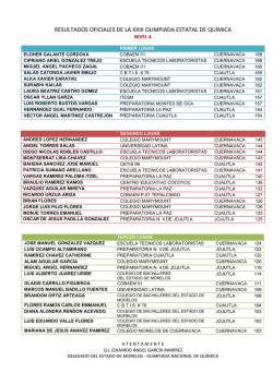 RESULTADOS OFICIALES DE LA XXIII OLIMPIADA ESTATAL DE