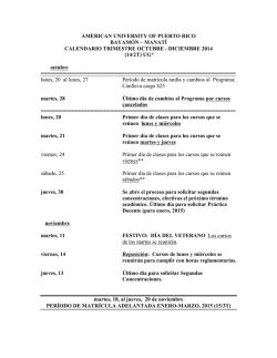 Calendario Académico - Octubre a Diciembre 2014 (14/2T)