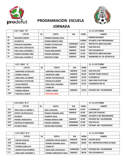 PROGRAMACION ESCUELA JORNADA - Prodefut Soccer