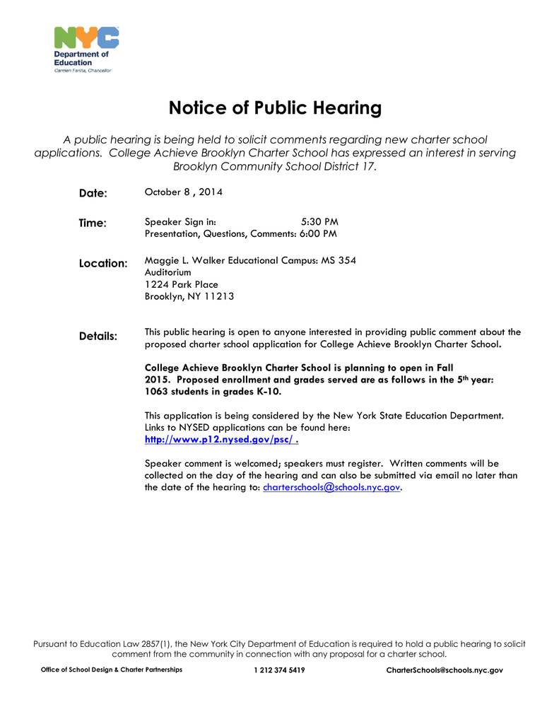 For Immediate Release New York City Department Of Education