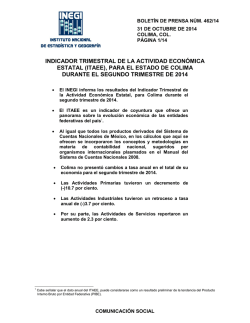 Comunicado de Prensa. Anuncia el INEGI la publicación del