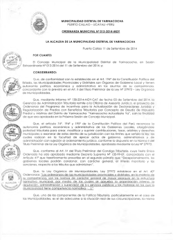 Ordenanza - Municipalidad Distrital de Yarinacocha