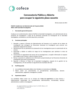 Convocatoria P&uacute;blica y Abierta para ocupar la siguiente plaza - CFC