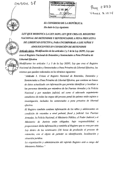 ley que modifica la ley 26295, ley que crea el registro nacional de