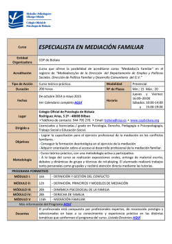 ESPECIALISTA EN MEDIACIÓN FAMILIAR - Colegio Oficial de