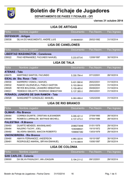 Boletín Fichajes OFI al 31/10/2014