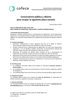 Convocatoria p&uacute;blica y abierta para ocupar la siguiente plaza - CFC